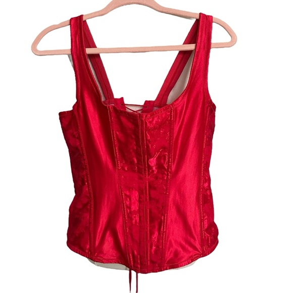 EMPIRE Intimates Red Satin Jacquard Corset Top Lingerie Victorian Edwardian 40 - Picture 11 of 16